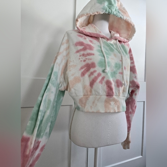 Aeropastale Tie-Dye Hoodie Sweatshirt - Pink, Green, Cream - Picture 4 of 12